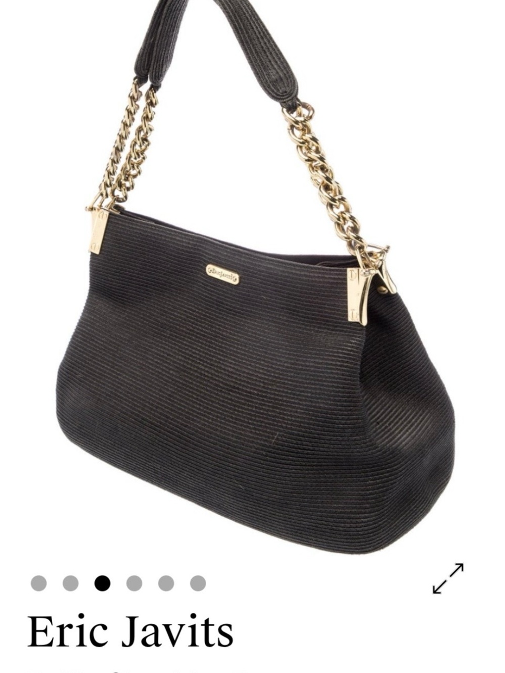 Eric Javits Black Shoulder Bag with Gold Chain Straps